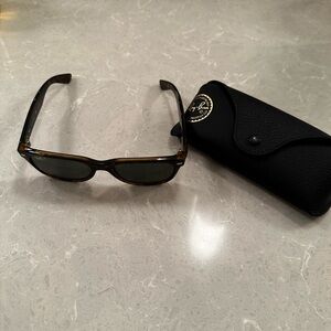 Ray-Ban Tortoise Rectangular Sunglasses with Green Lenses